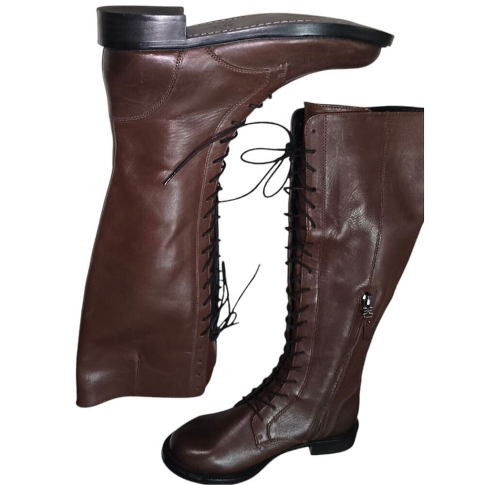 Sam Edelman Women's Nance‎ Tall Lace Up Leather Boots Brown US 6 M - Picture 6 of 14